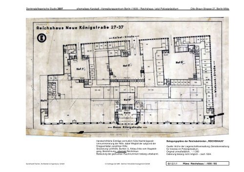 Ehemaliges Polizeipräsidium Berlin (Ost) - Anhang zur Denkmalpflegerischen Studie 2007 - BIM Berliner Immobilienmanagement GmbH