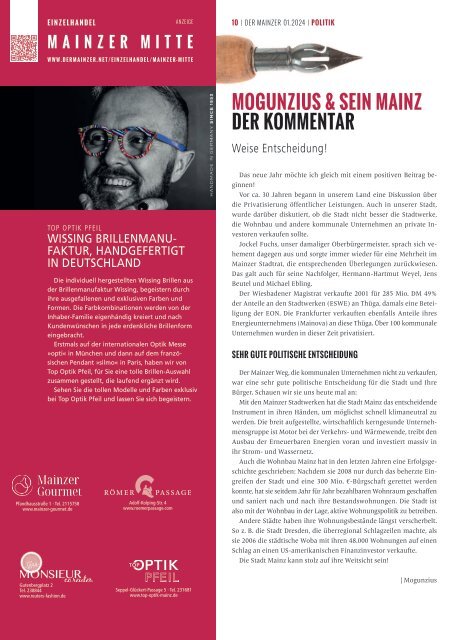 DER MAINZER - Das Magazin für Mainz und Rheinhessen - Nr. 400