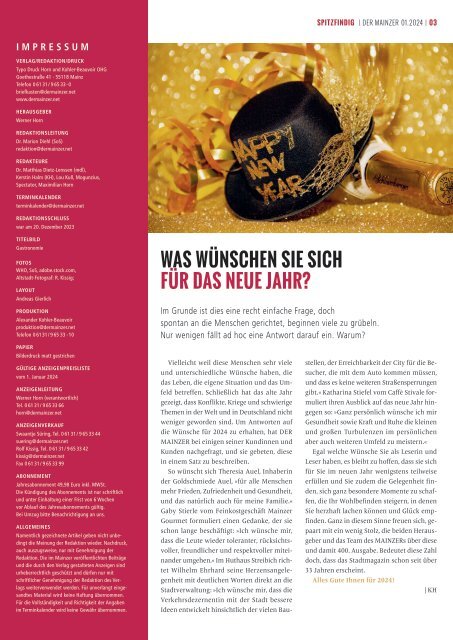 DER MAINZER - Das Magazin für Mainz und Rheinhessen - Nr. 400