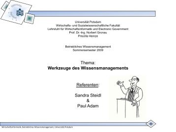 Werkzeuge des Wissensmanagements - Lehrstuhl für ...