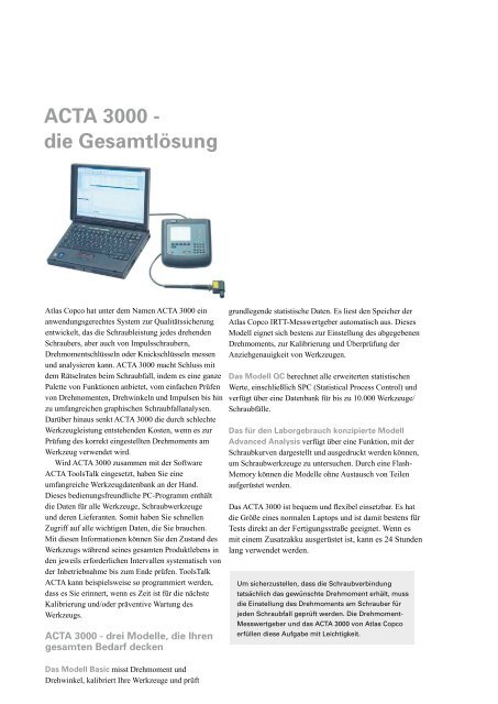 ACTA 3000 - die Gesamtlösung - Atlas Copco