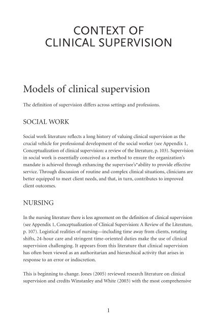 Clinical Supervision Handbook - CAMH Knowledge Exchange ..