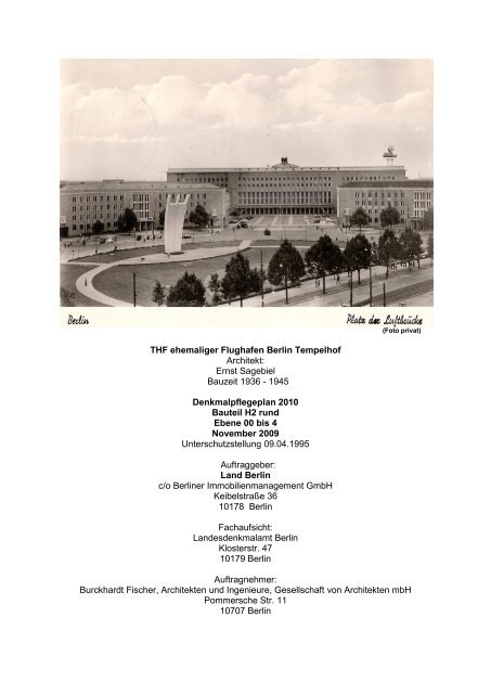 THF Flughafen Tempelhof - Denkmalpflegerische Dokumentation 2009 - BIM - Burckhardt Fischer