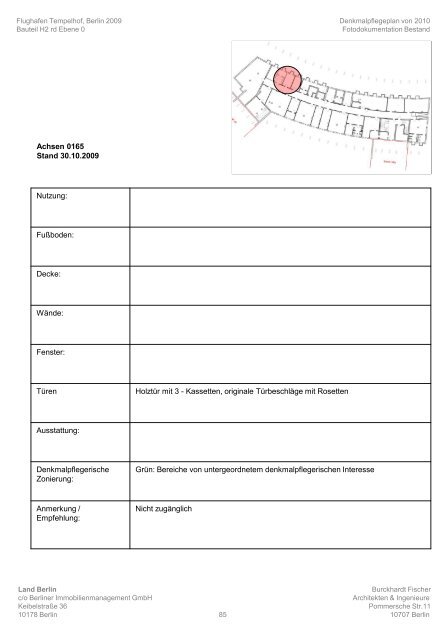 THF Flughafen Tempelhof - Denkmalpflegerische Dokumentation 2009 - BIM - Burckhardt Fischer