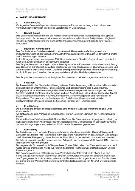 THF Flughafen Tempelhof - Denkmalpflegerische Dokumentation 2009 - BIM - Burckhardt Fischer