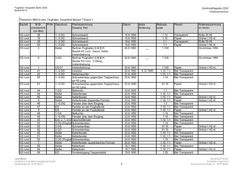 THF Flughafen Tempelhof - A3 Unterlagen Denkmalpflegerische Dokumentation 2009 - BIM - Burckhardt Fischer