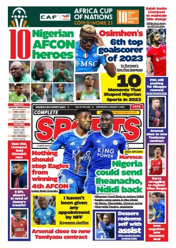 COMPLETE SPORTS - WEDNESDAY, JAN 3, 2024