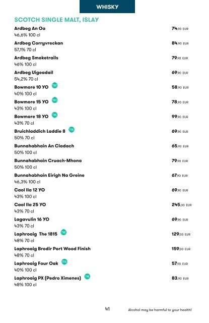 Tallink Silja Line Spirits, Wine, Confectionery Pricelist valid until 04.2024, FULL