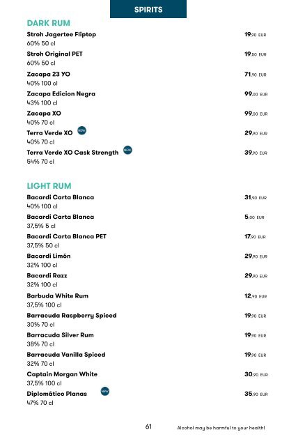 Tallink Silja Line Spirits, Wine, Confectionery Pricelist valid until 04.2024, FULL