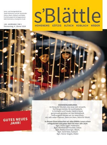 s'Blättle Nr. 1 - Do, 4. Jänner 2024