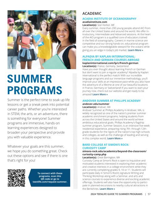TeenLife 2024 Guide to Summer Programs