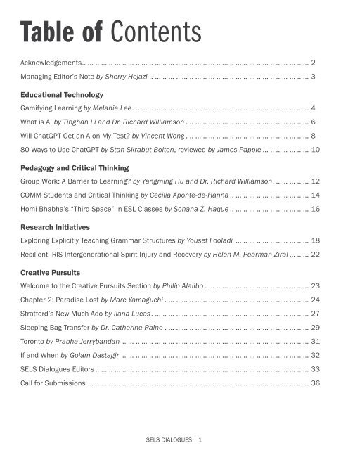 SELS Dialogues Journal Volume 3 Issue 1