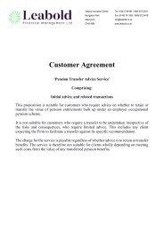 Customer Agreement (Pension Transfer Advice Service)