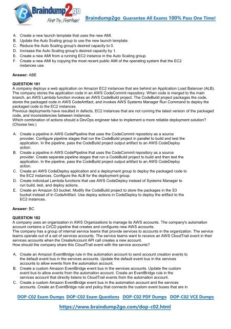 [January-2024]New Braindump2go DOP-C02 PDF and DOP-C02 VCE Dumps(164-191)