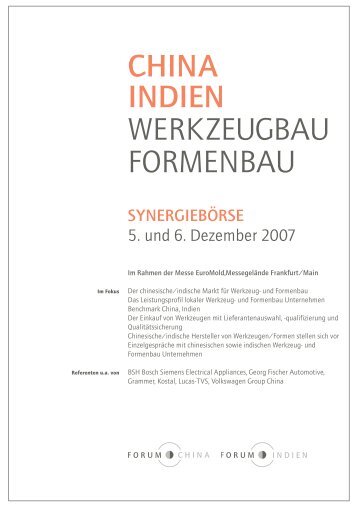 CHINA INDIEN WERKZEUGBAU FORMENBAU - Forum China