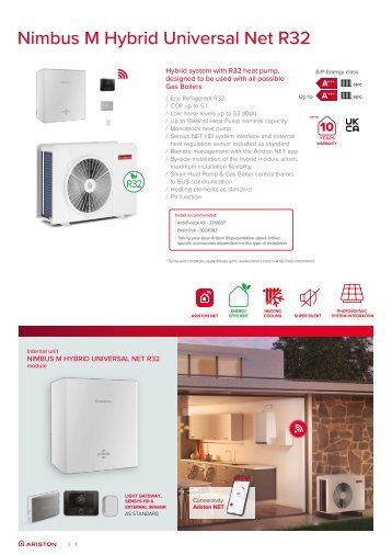 Ariston - NIMBUS M HYBRID UNIVERSAL NET R32 - Datasheet UK