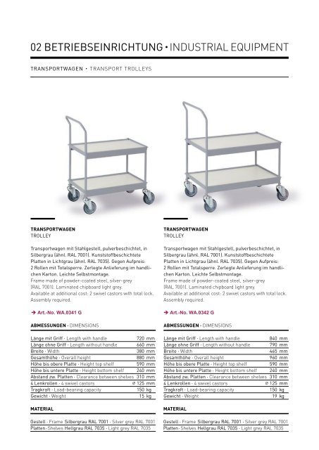 Wachter Transportgeräte für Gastronomie und Betriebe