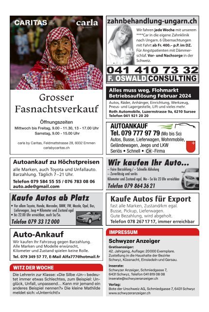 Schwyzer Anzeiger – Woche 2 – 12. Januar 2024