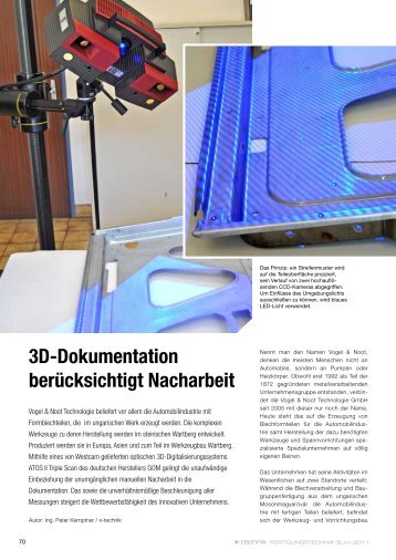 3D-Dokumentation berücksichtigt Nacharbeit - Messtechnik ...