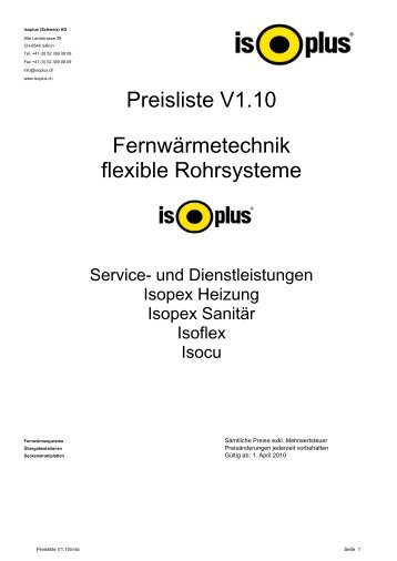 und Verkaufsbedingungen für Fernwärme ... - isoplus (Schweiz)