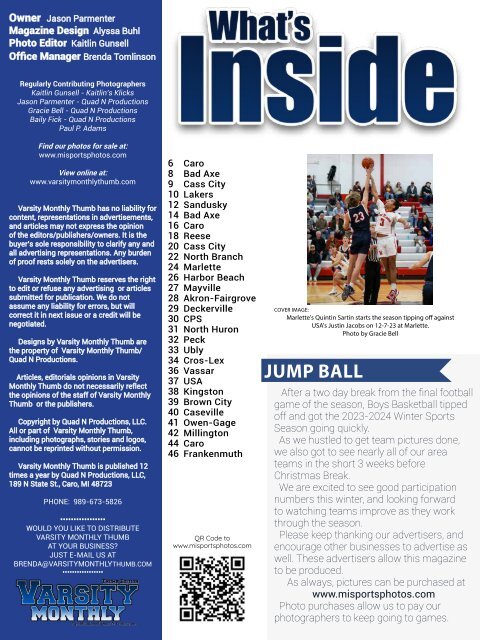 January 2024 Issue of Varsity Monthly Thumb Magazine