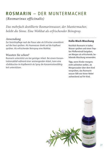 Pflanzenwasser und Hydrolate | Aromalife Broschüre