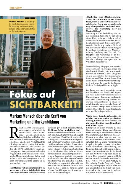 ERFOLG Magazin Dossier 31: Fokus auf Sichtbarkeit