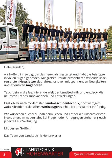 Landtechnik Hohenwarter Newsletter Jänner 2024