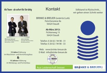 Flyer der Firma Brinke & Breuer - BRINKE & BREUER GmbH & Co.KG
