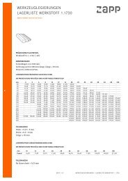 WERKZEUGLEGIERUNGEN LAGERLISTE WERKSTOFF 1.1730