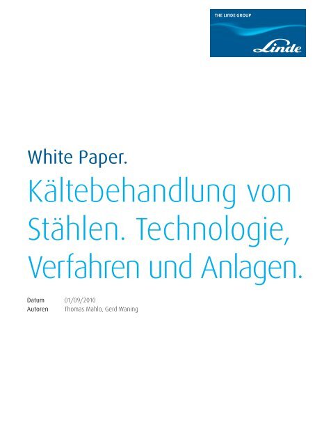 White Paper Kältebehandlung von Stählen. - Linde Gas