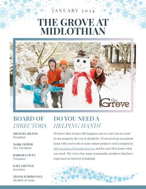 The Grove January Newsletter 2024