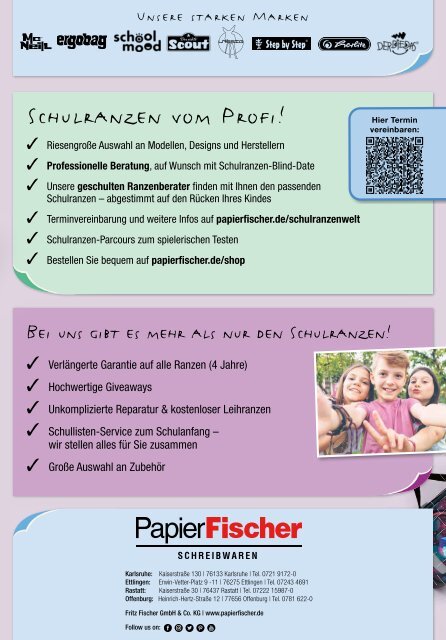 Schulranzen und Schulranzen-Sets bei PapierFischer - Größte Schulranzen - Auswahl in der Region Karlsruhe!