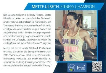  Mette Ulseth  - eine Hochleistungs Athletin arbeitet mit dem Triangle of Wellness Das Triangle of Wellness im Sport.Was leistet es. Welche Motive für den Einsatz.