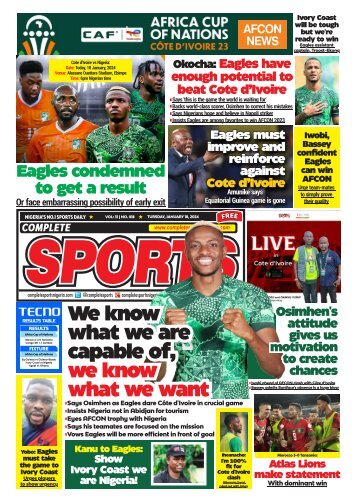 COMPLETE SPORTS - THURSDAY, JAN 18, 2024