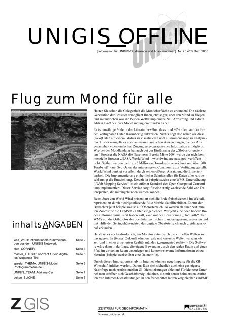 UNIGIS offline Ausgabe 4/05 - UNIGIS Salzburg