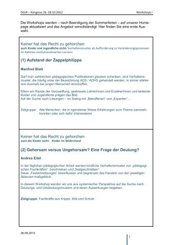 und hier die Workshops I