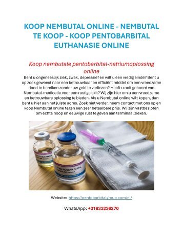 KOOP NEMBUTAL ONLINE - NEMBUTAL TE KOOP - KOOP PENTOBARBITAL EUTHANASIE ONLINE
