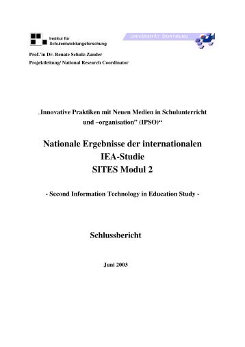 Nationale Ergebnisse der internationalen IEA-Studie SITES Modul 2