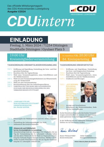 CDUintern Ludwigsburg Ausgabe 1/2024