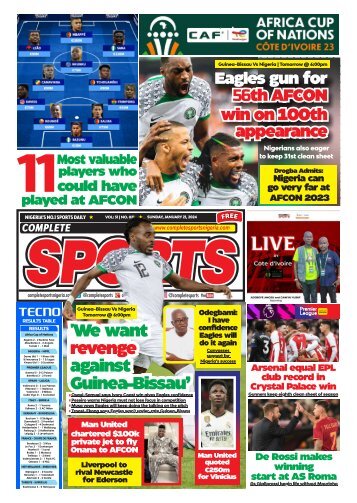 COMPLETE SPORTS - SUNDAY, JAN 21, 2024