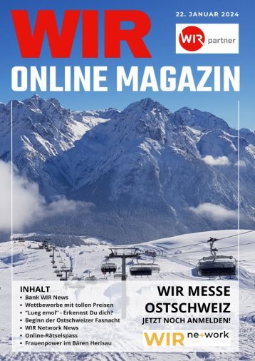 WIR ONLINE MAGAZIN - Reminderausgabe vom 22. Januar 2024