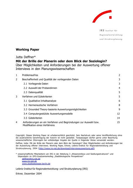 Mit Der Brille Der Planerin Oder Dem Blick Institut Fur