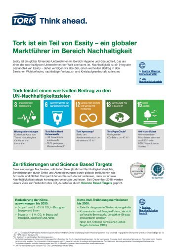 Tork - Essity Nachhaltigkeit