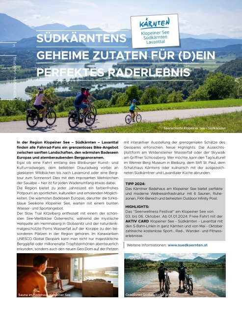 Mein Radurlaub - Journal Kärnten Radreisen