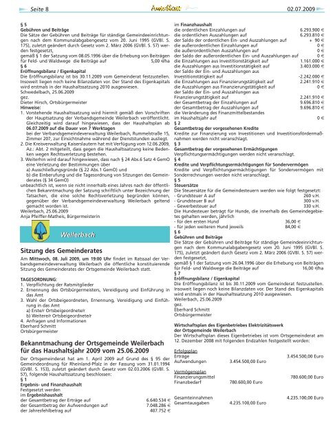 18:00 Uhr Mackenbach - Verbandsgemeinde Weilerbach