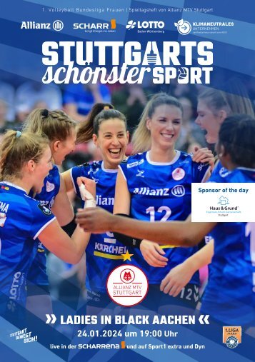 Spieltagsheft Allianz MTV Stuttgart vs. Ladies in Black Aachen Volleyball-Bundesliga 24.01.2024 SCHARRena Stuttgart