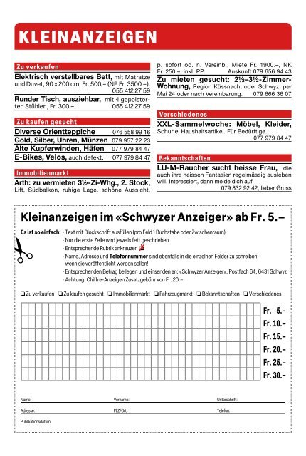 Schwyzer Anzeiger – Woche 4 – 26. Januar 2024