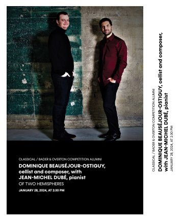 Dominique Beauséjour-Ostiguy with Jean-Michel Dubé, piano | January 28, 2024 | House Program