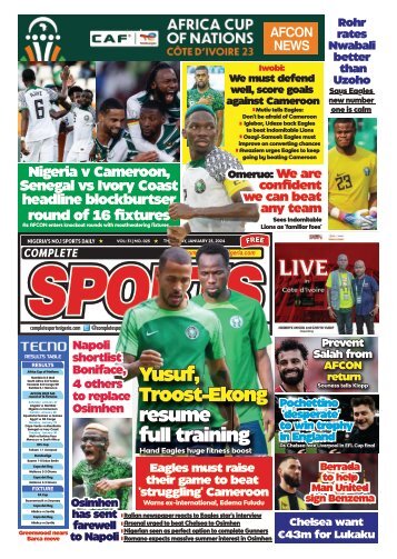 COMPLETE SPORTS - THURSDAY, JAN 25, 2024